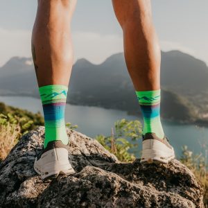 chaussettes sport trail run les raymondes vert fluo